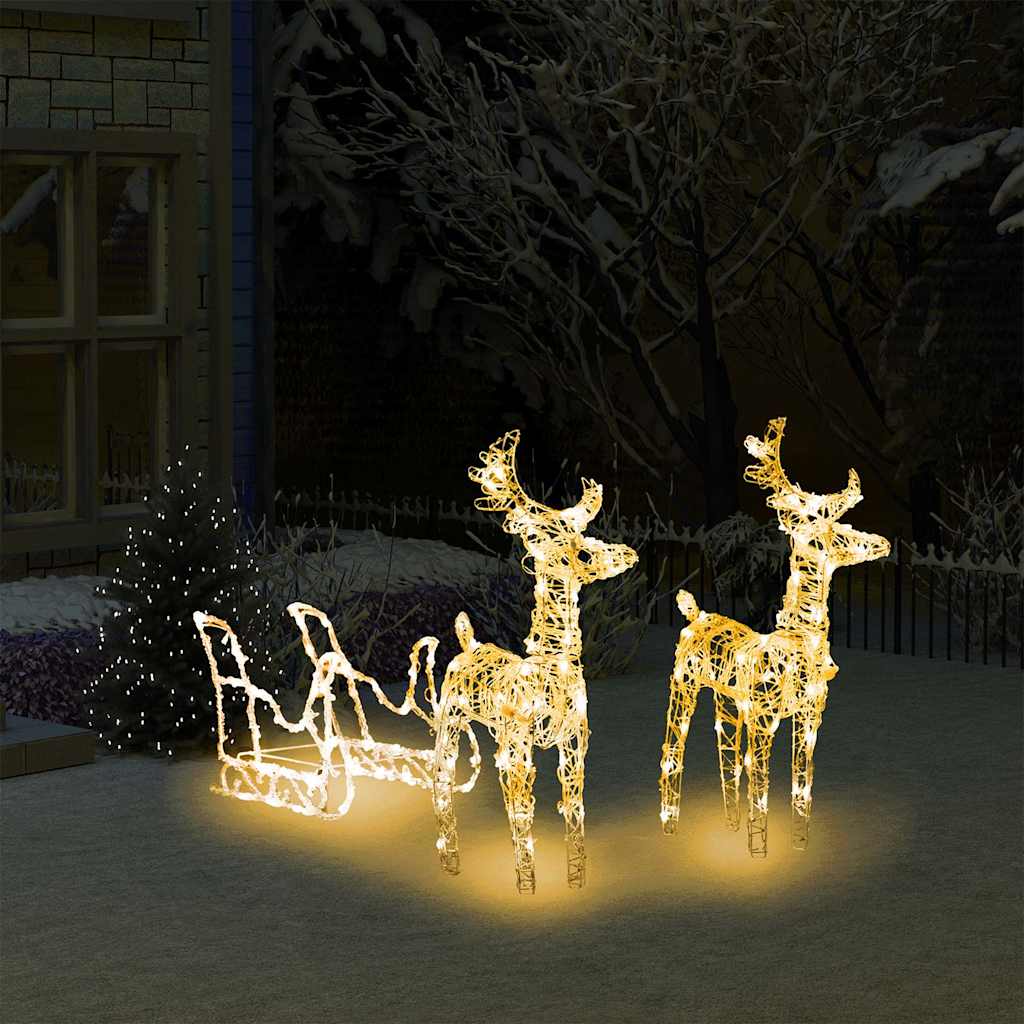 Rentiere & Schlitten Weihnachtsdekoration 160 LEDs 130 cm Acryl