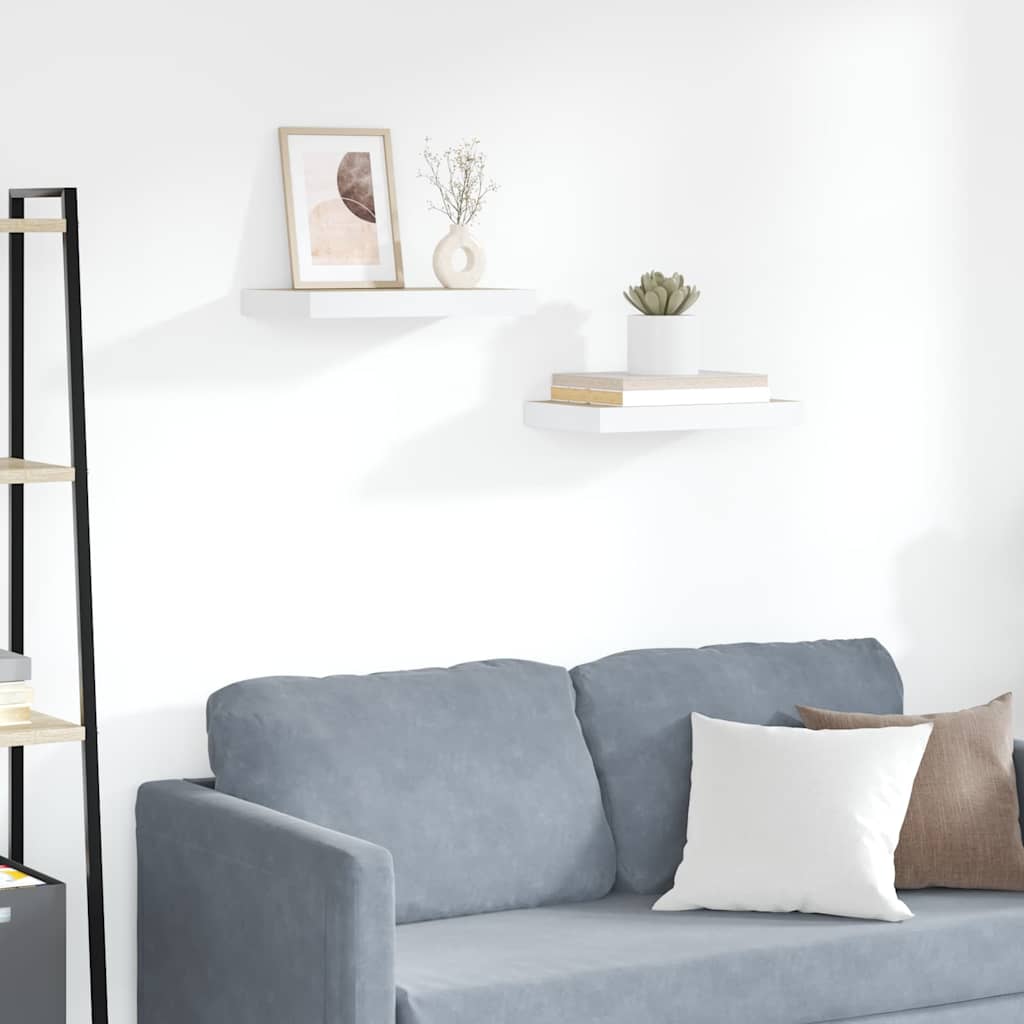 Schweberegale 2 Stk. Eichen-Optik und Weiß 40x23,5x3,8 cm MDF