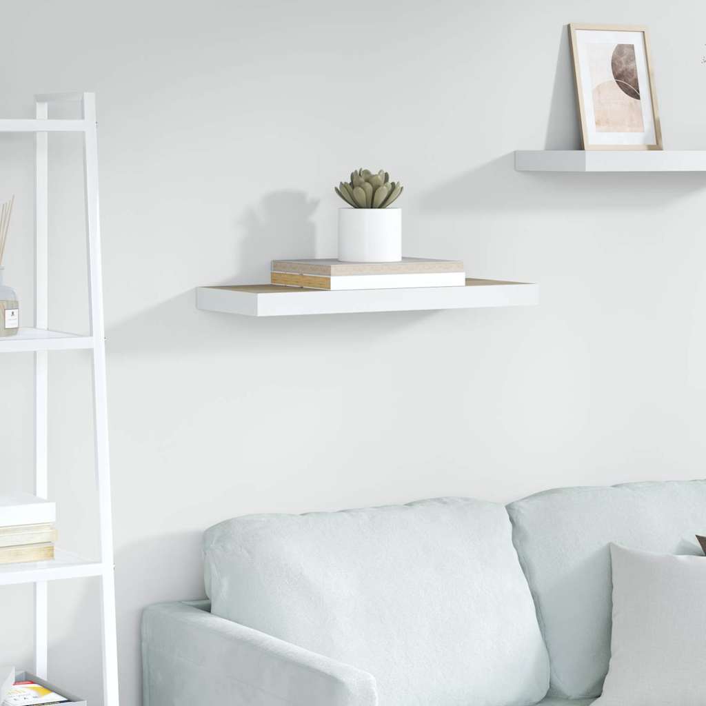 Schweberegal Eichen-Optik und Weiß 60x23,5x3,8 cm MDF