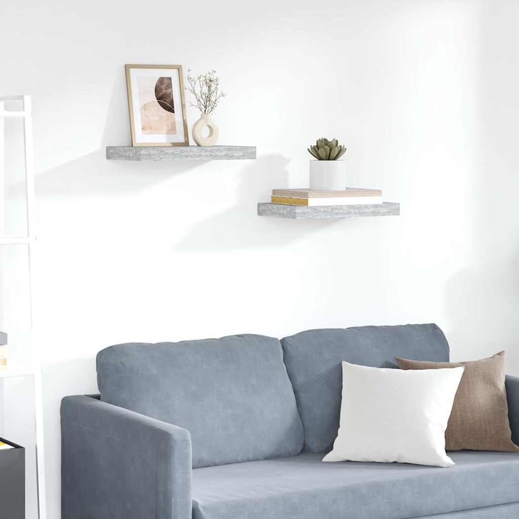 Schweberegale 2 Stk. Betongrau 40x23x3,8 cm MDF
