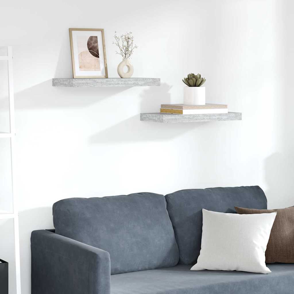 Schweberegale 2 Stk. Betongrau 50x23,5x3,8 cm MDF