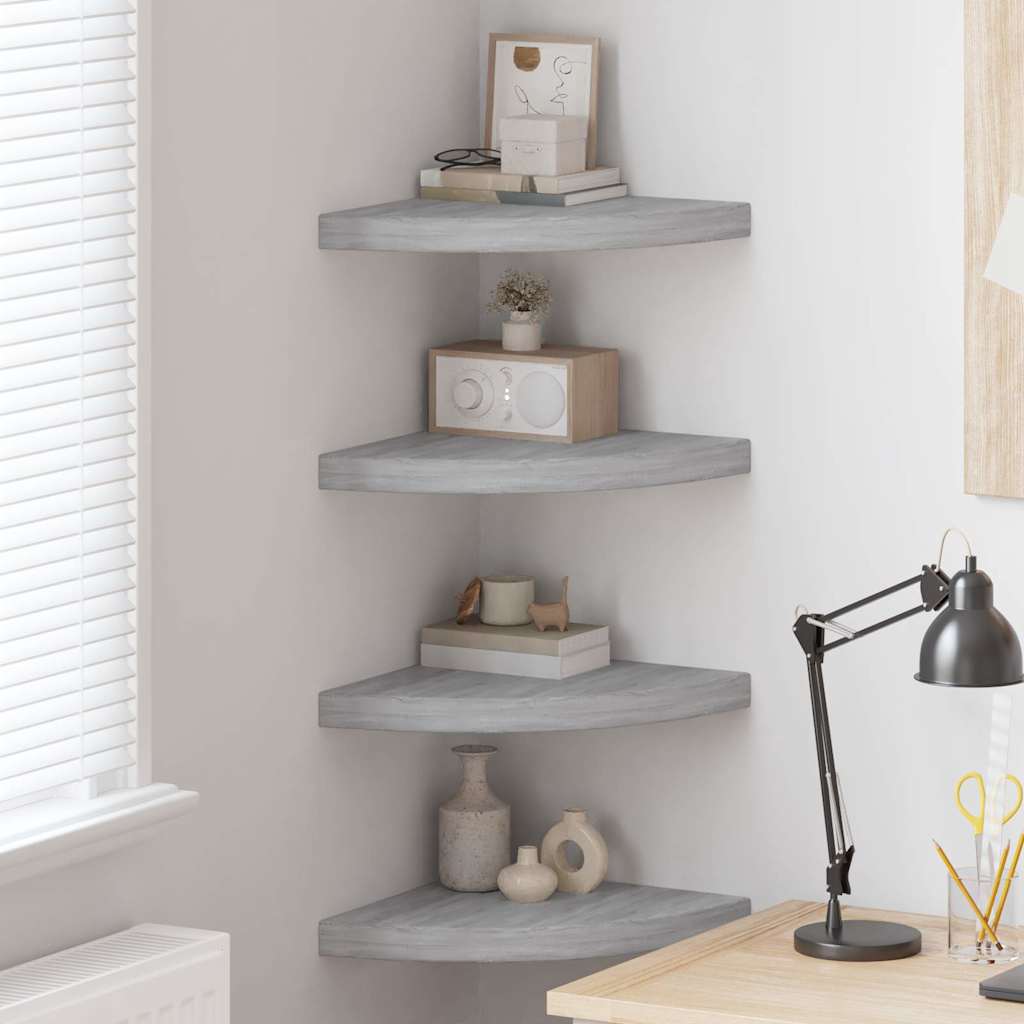 Eck-Schweberegale 4 Stk. Betongrau 35x35x3,8 cm MDF