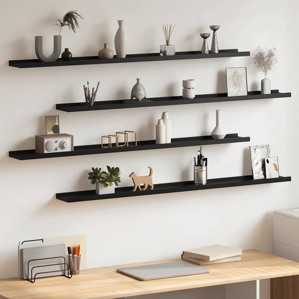 Wandregale 4 Stk. Schwarz 115x9x3 cm