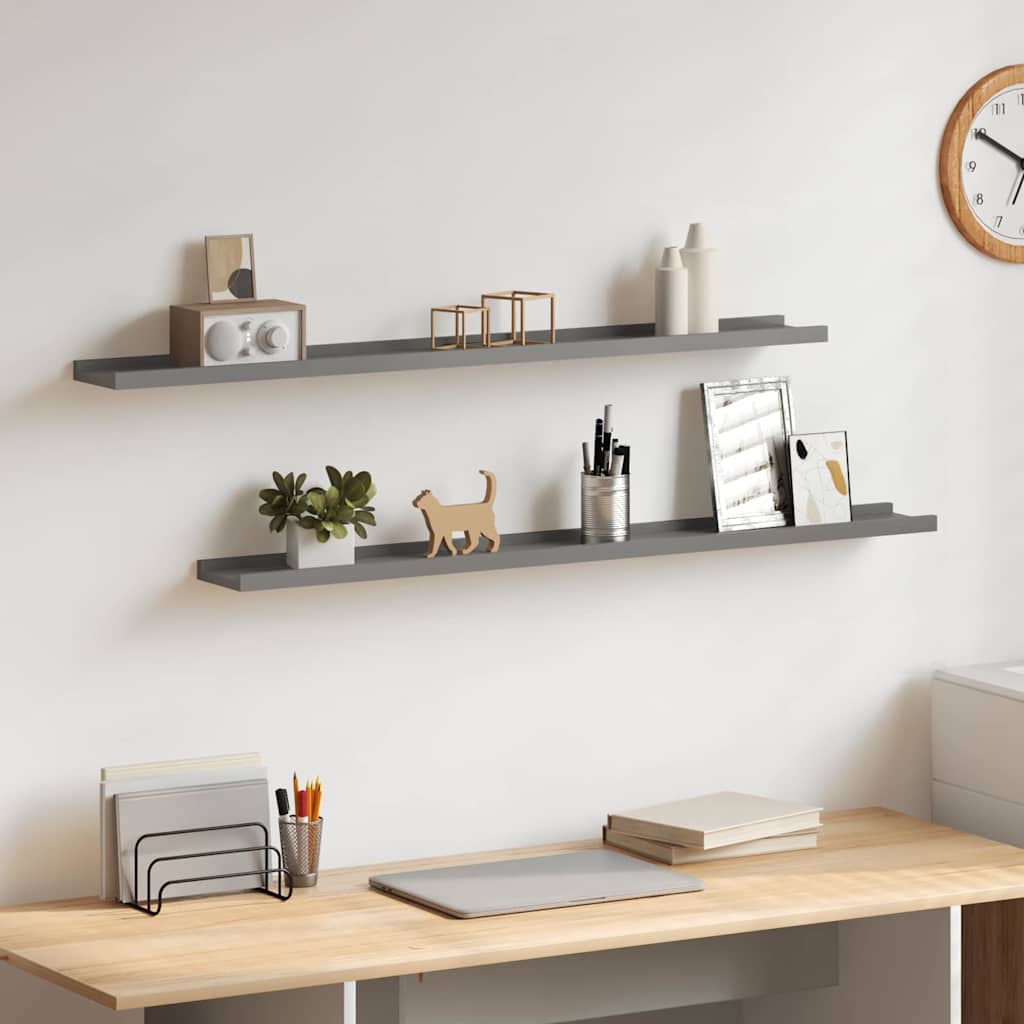 Wandregale 2 Stk. Grau 100x9x3 cm