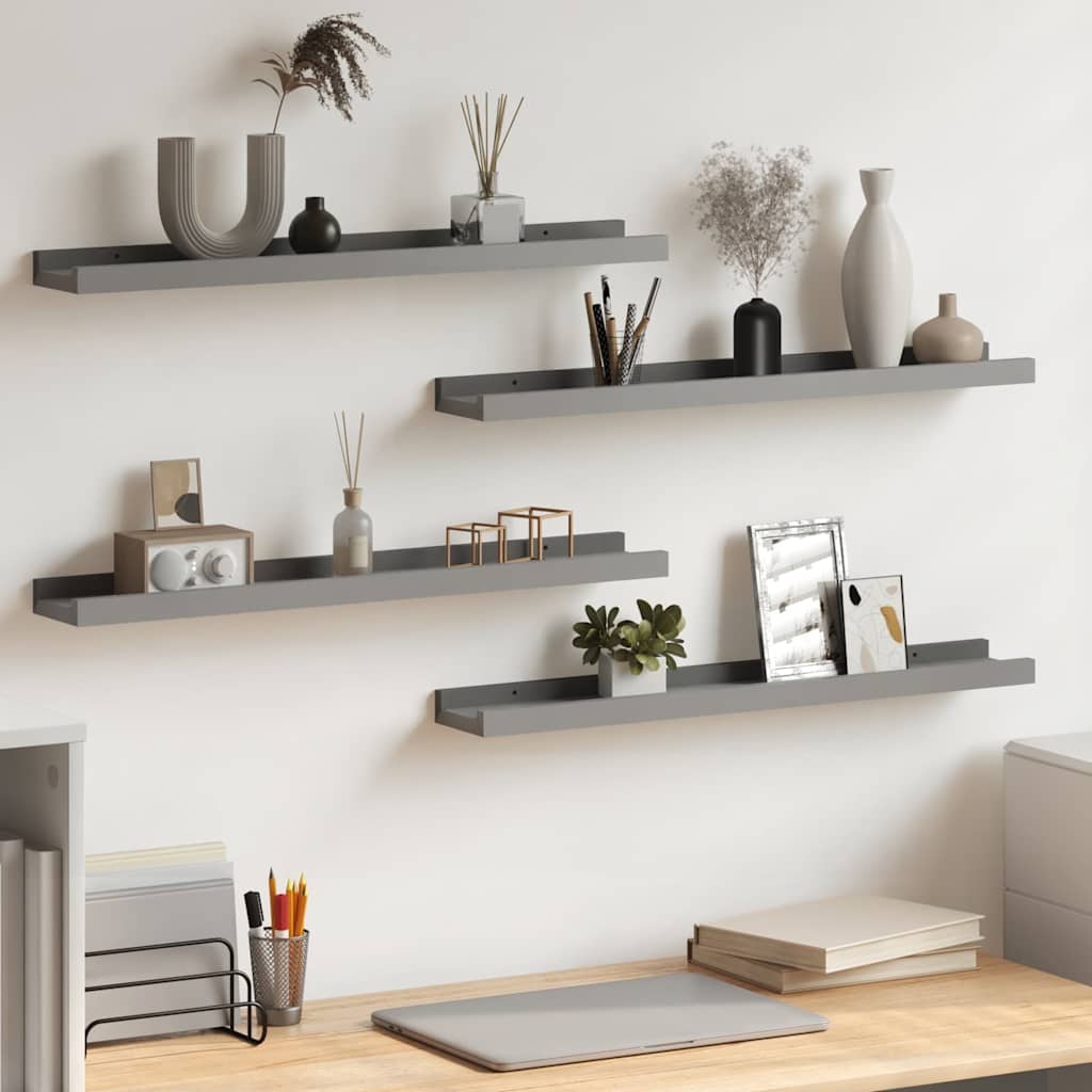 Wandregale 4 Stk. Grau 60x9x3 cm