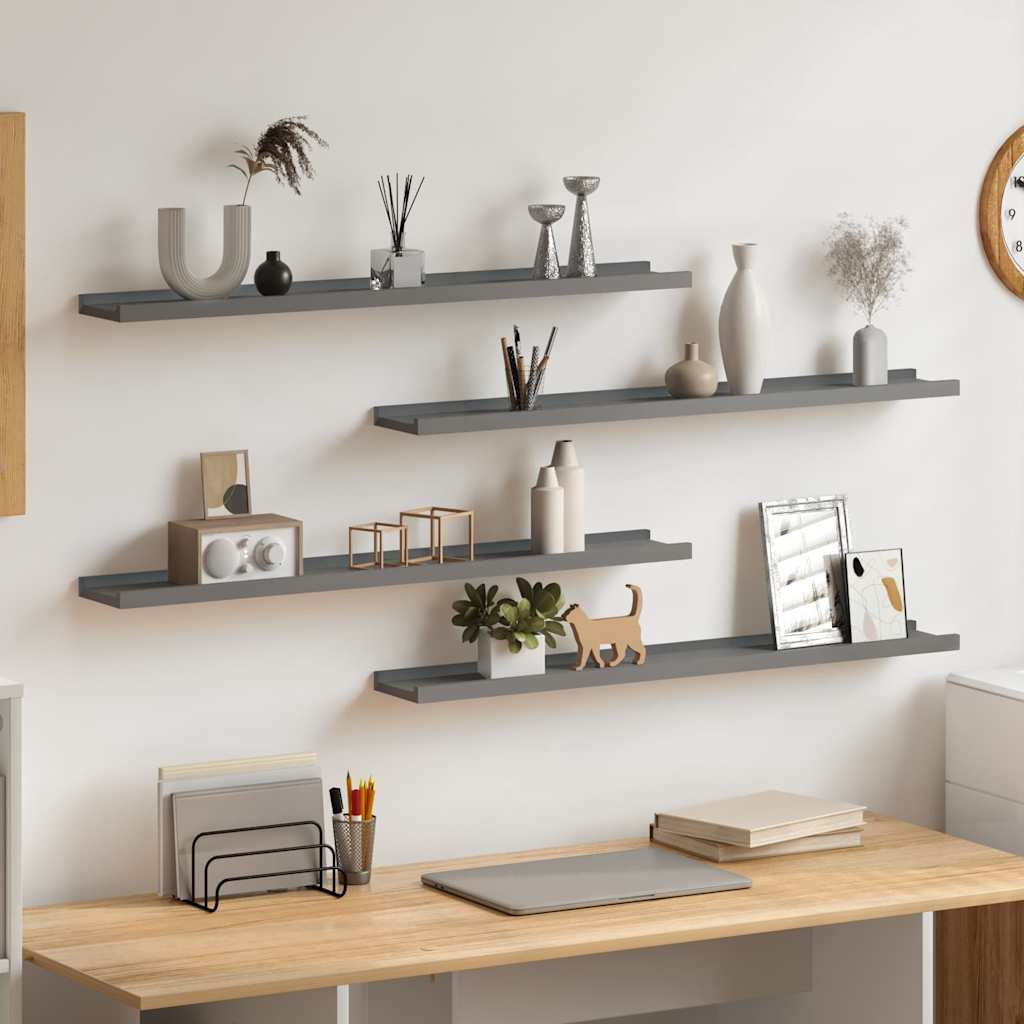Wandregale 4 Stk. Grau 80x9x3 cm
