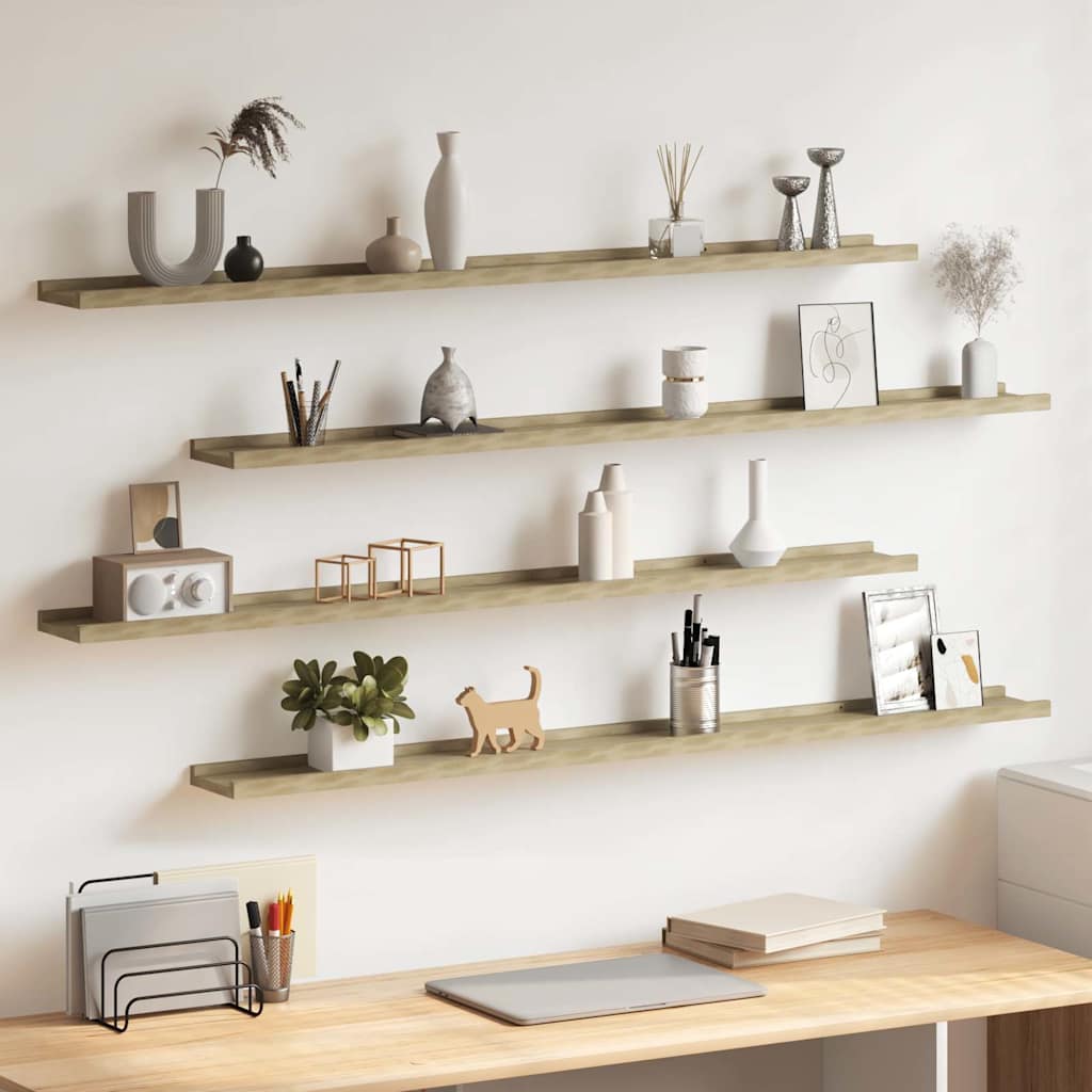Wandregale 4 Stk. Sonoma-Eiche 115x9x3 cm