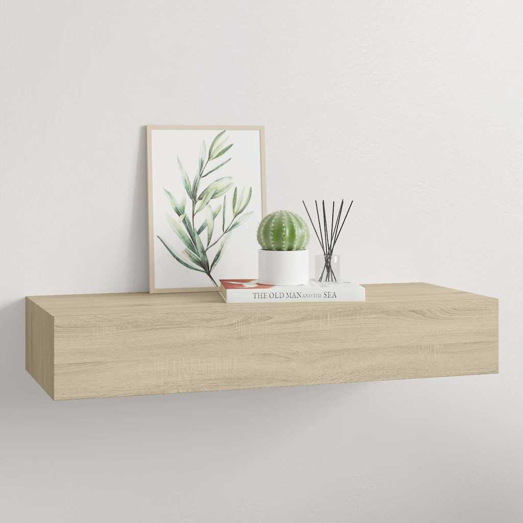 Wandregal mit Schublade Eichen-Optik 60x23,5x10 cm MDF