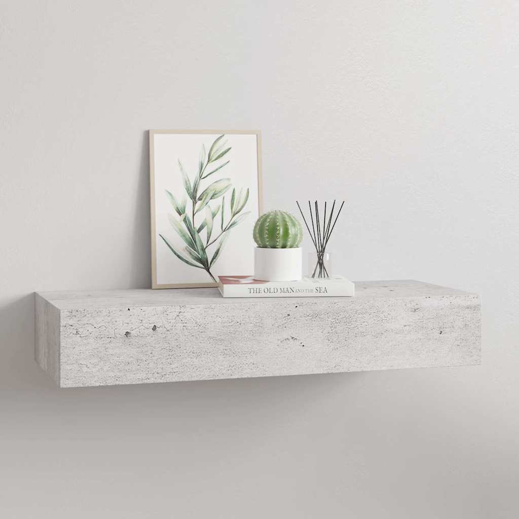 Wandregal mit Schublade Betongrau 60x23,5x10 cm MDF