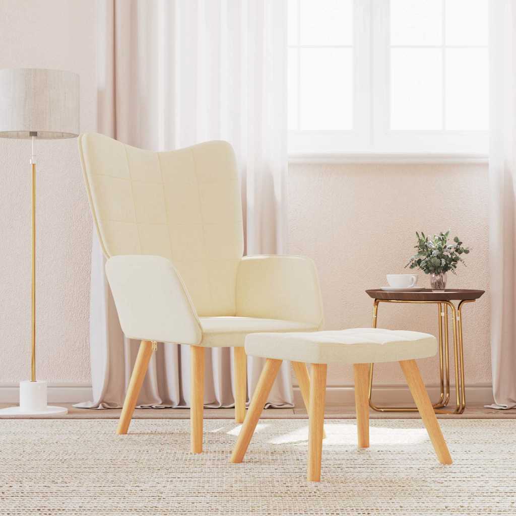 Relaxsessel mit Hocker Creme Stoff