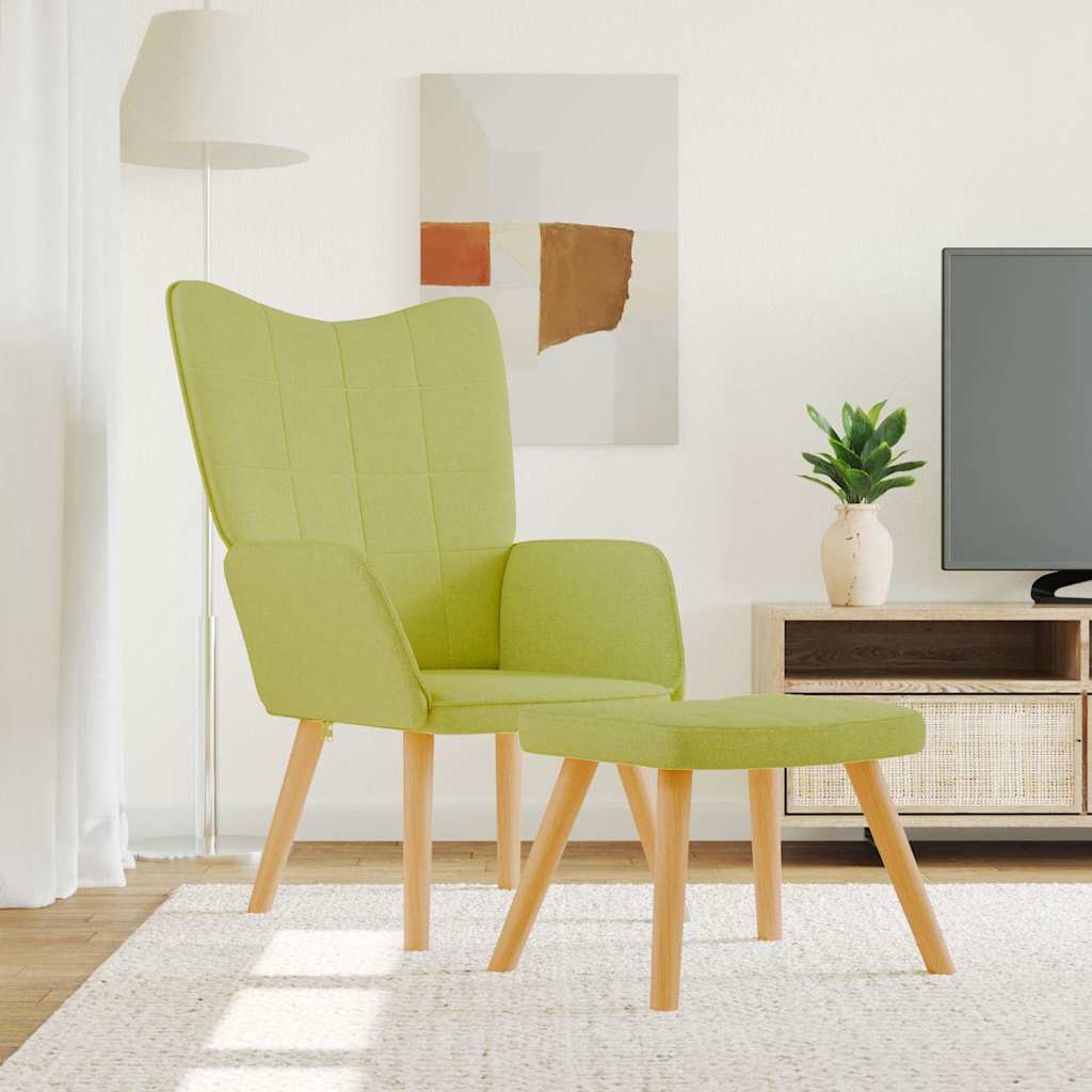 Relaxsessel mit Hocker Grün Stoff