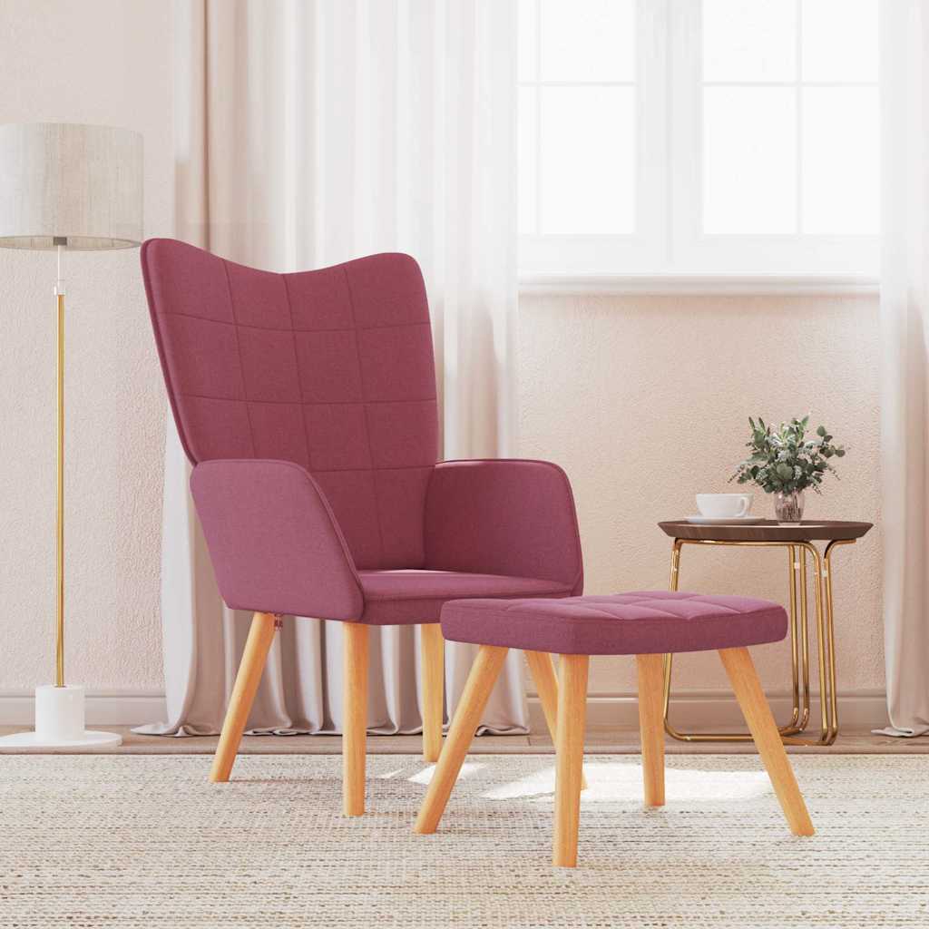 Relaxsessel mit Hocker Weinrot Stoff