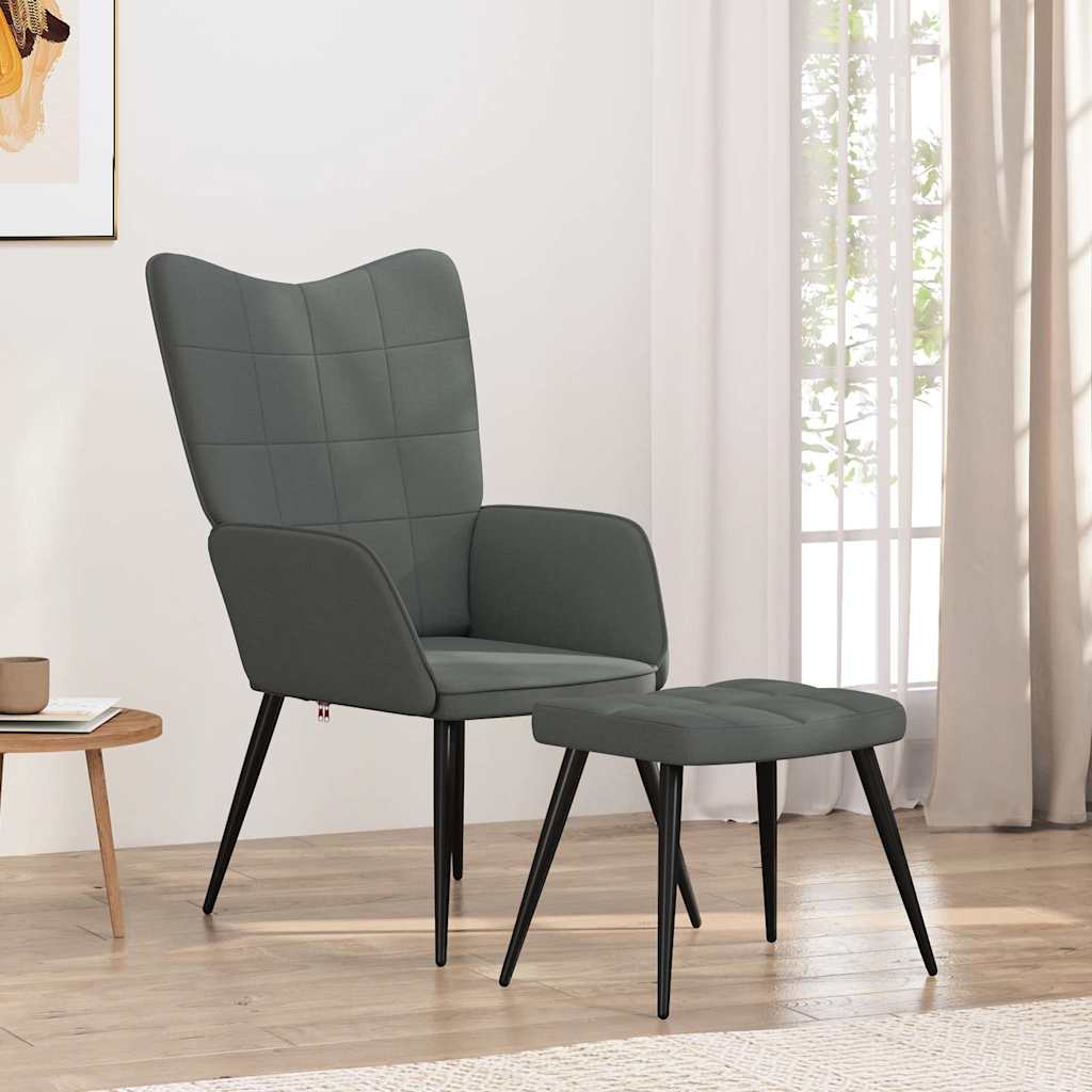 Relaxsessel mit Hocker Dunkelgrau Stoff