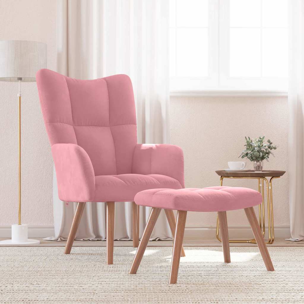 Relaxsessel mit Hocker Rosa Samt