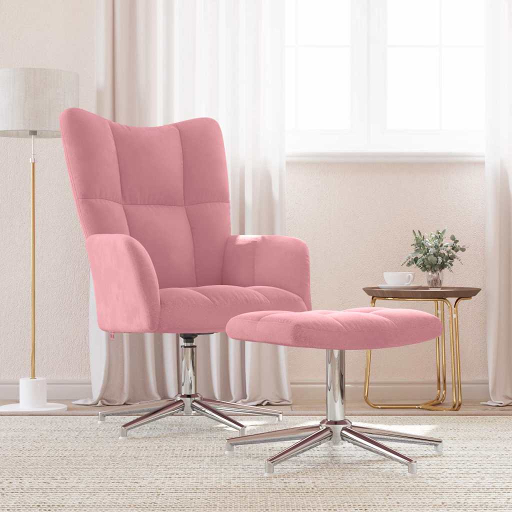 Relaxsessel mit Hocker Rosa Samt