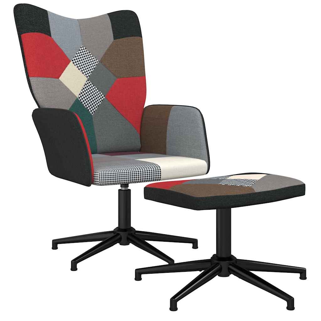 Relaxsessel mit Hocker Patchwork Stoff