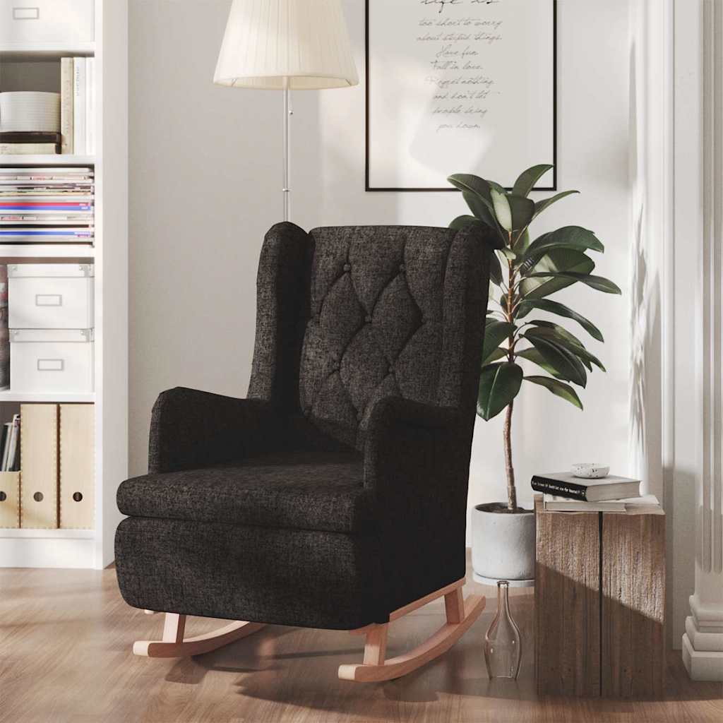 Schaukelsessel mit Kautschukholz-Beinen Schwarz Stoff