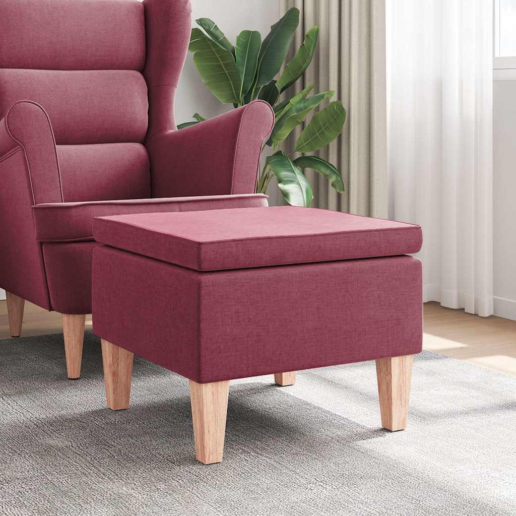 Hocker mit Holzbeinen Weinrot Stoff