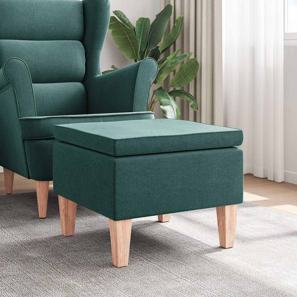 Hocker mit Holzbeinen Dunkelgrün Stoff