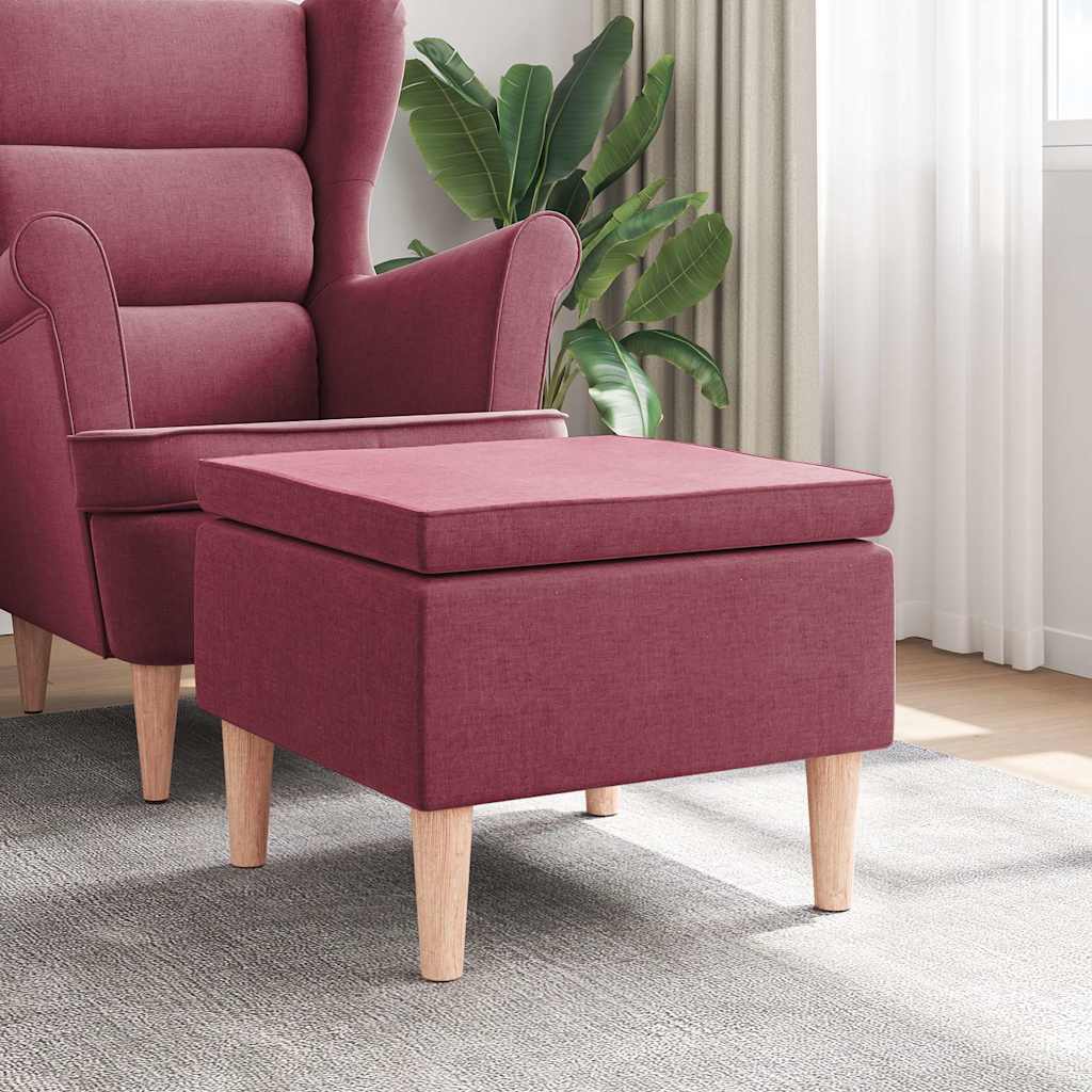 Hocker mit Holzbeinen Weinrot Stoff