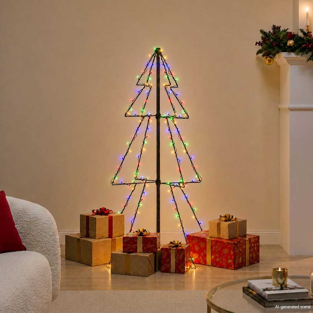 Weihnachtsbaum in Kegelform 160 LEDs Indoor & Outdoor 78x120 cm
