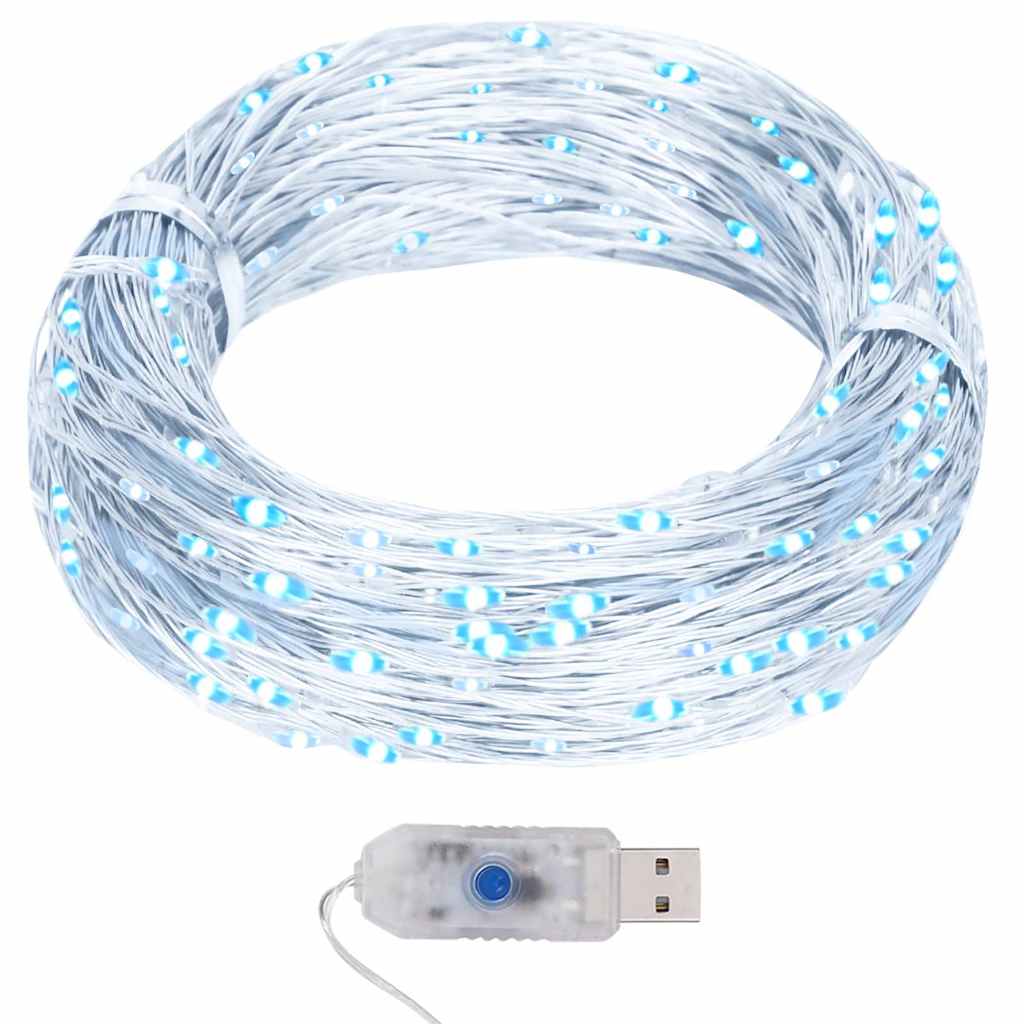 LED-Lichterdraht 40 m 400 LED Kaltweiß 8 Funktionen