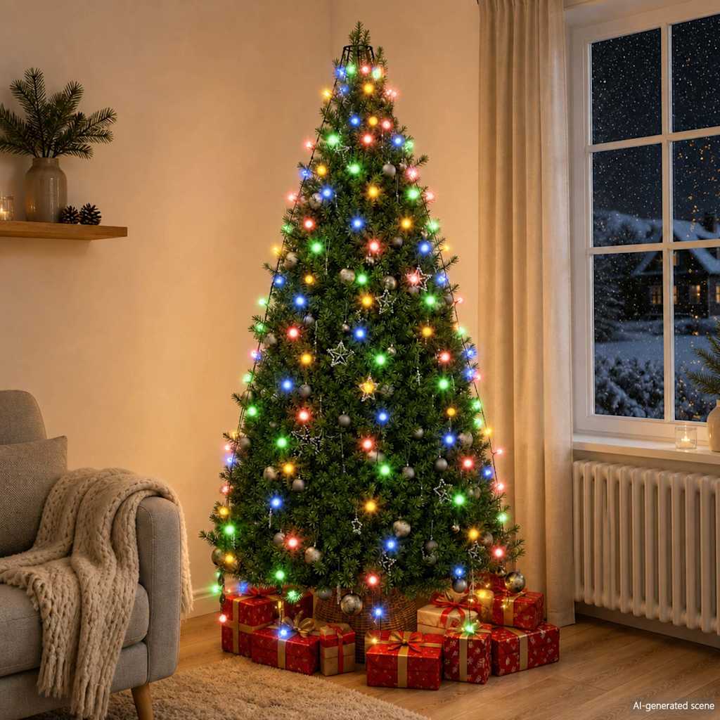 Weihnachtsbaum-Lichternetz mit 210 LEDs Mehrfarbig 210 cm