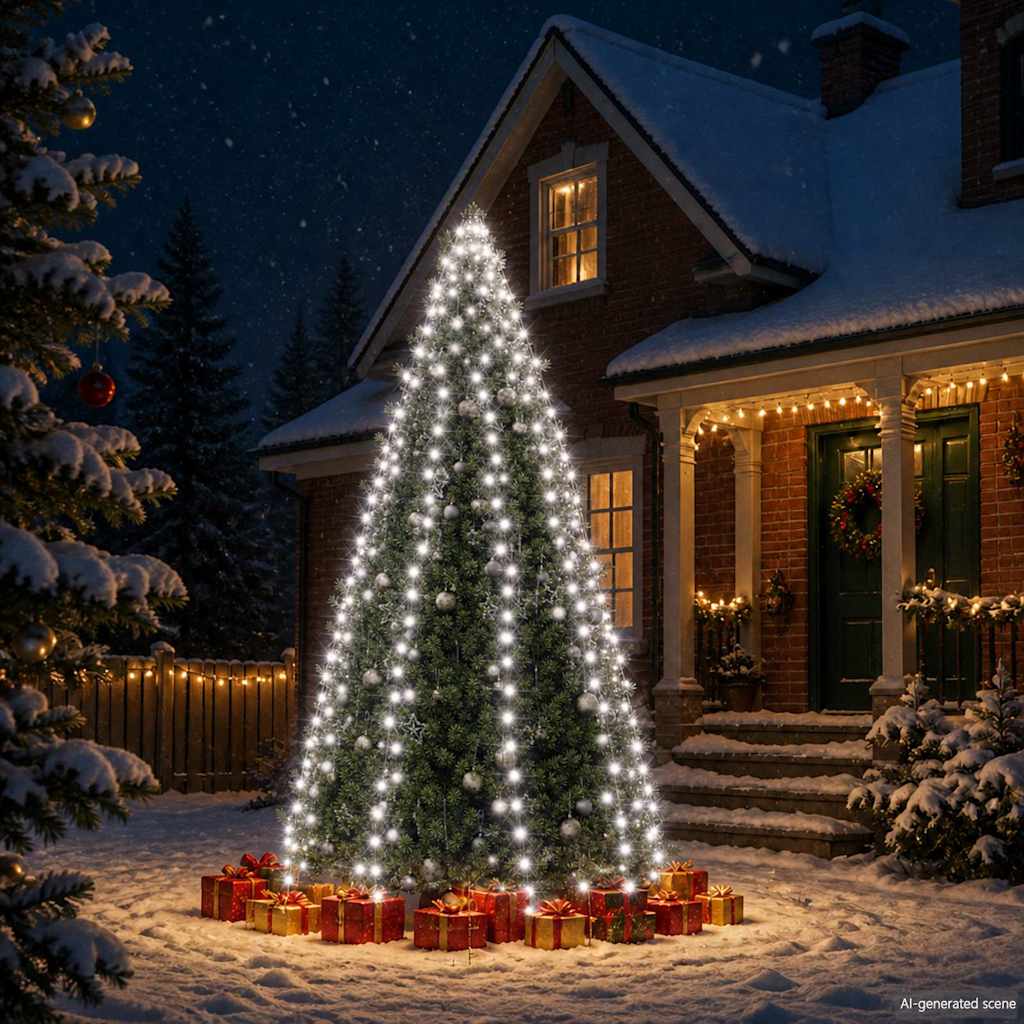 Weihnachtsbaum-Lichternetz mit 400 LEDs Kaltweiß 400 cm