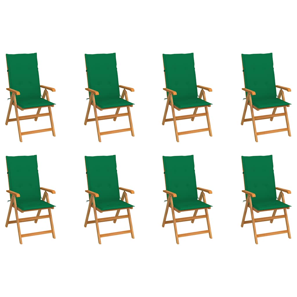 Verstellbare Klappstühle mit Kissen, 8-teilig, Massivholz Teakholz
