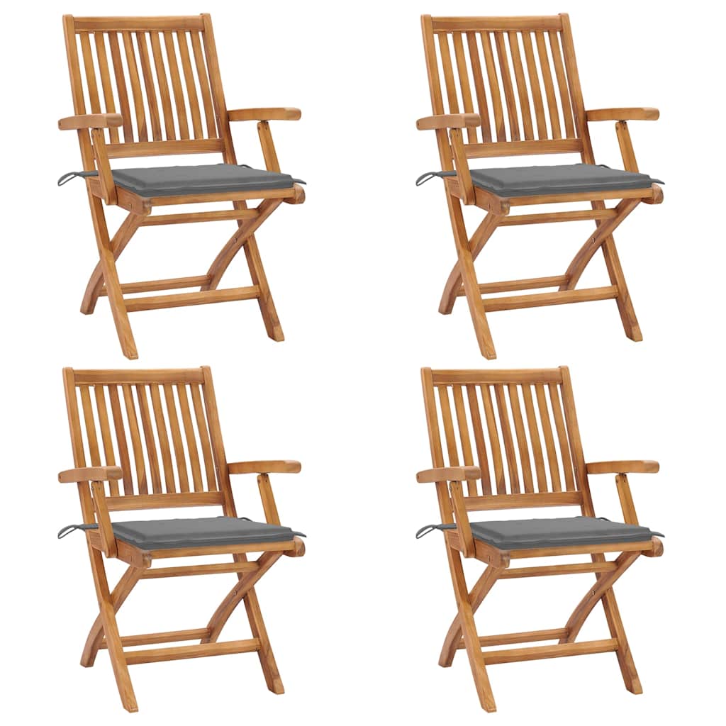 Klappstühle mit Kissen, 4-teilig, Massivholz Teakholz