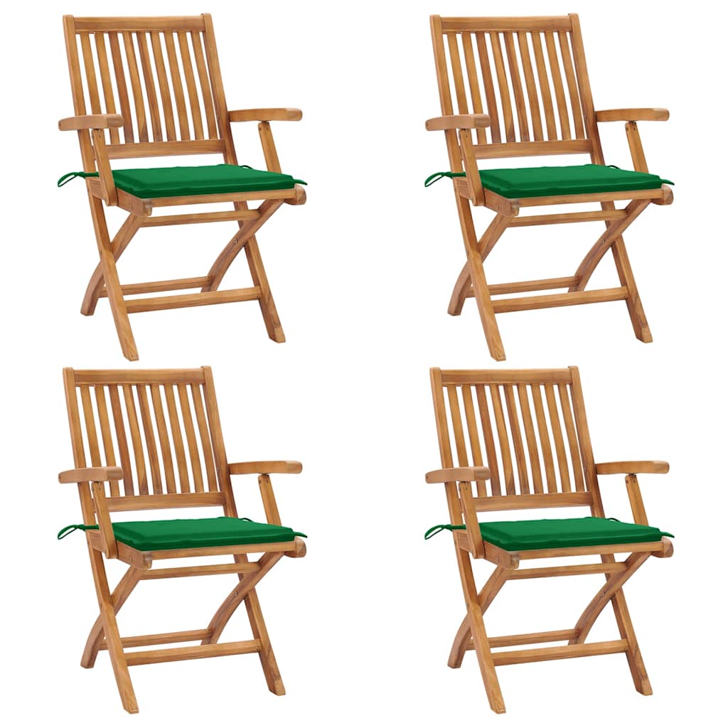 Klappstühle mit Kissen, 4-teilig, Massivholz Teakholz