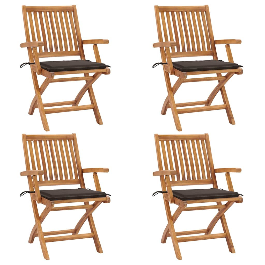 Klappstühle mit Kissen, 4-teilig, Massivholz Teakholz