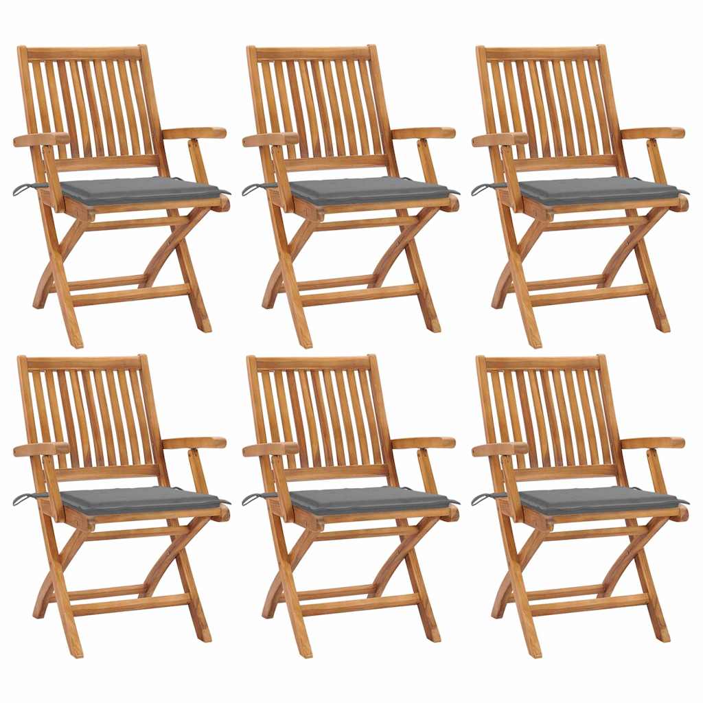 Klappstühle mit Kissen, 6-teilig, Massivholz Teakholz