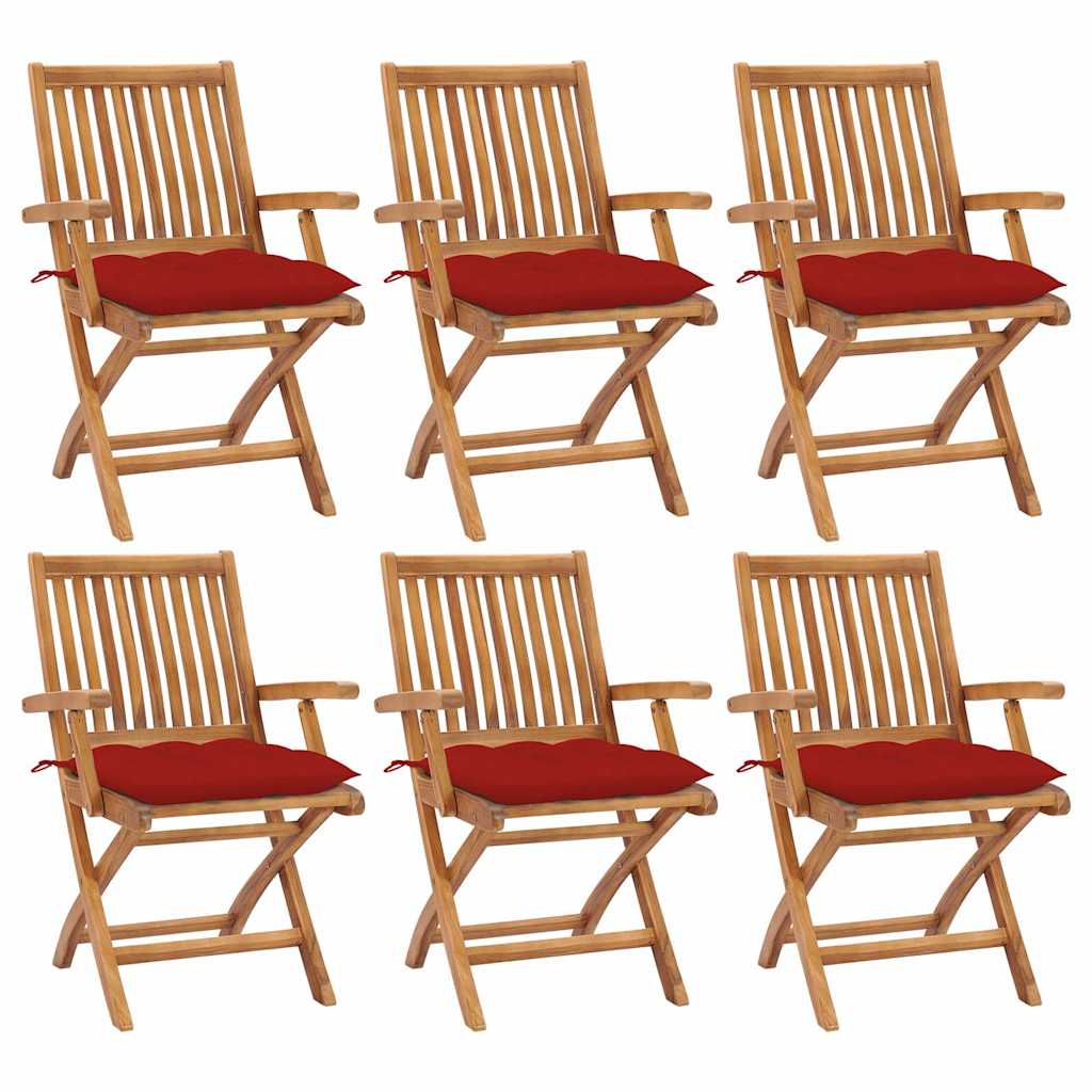 Klappstühle mit Kissen, 6-teilig, Massivholz Teakholz