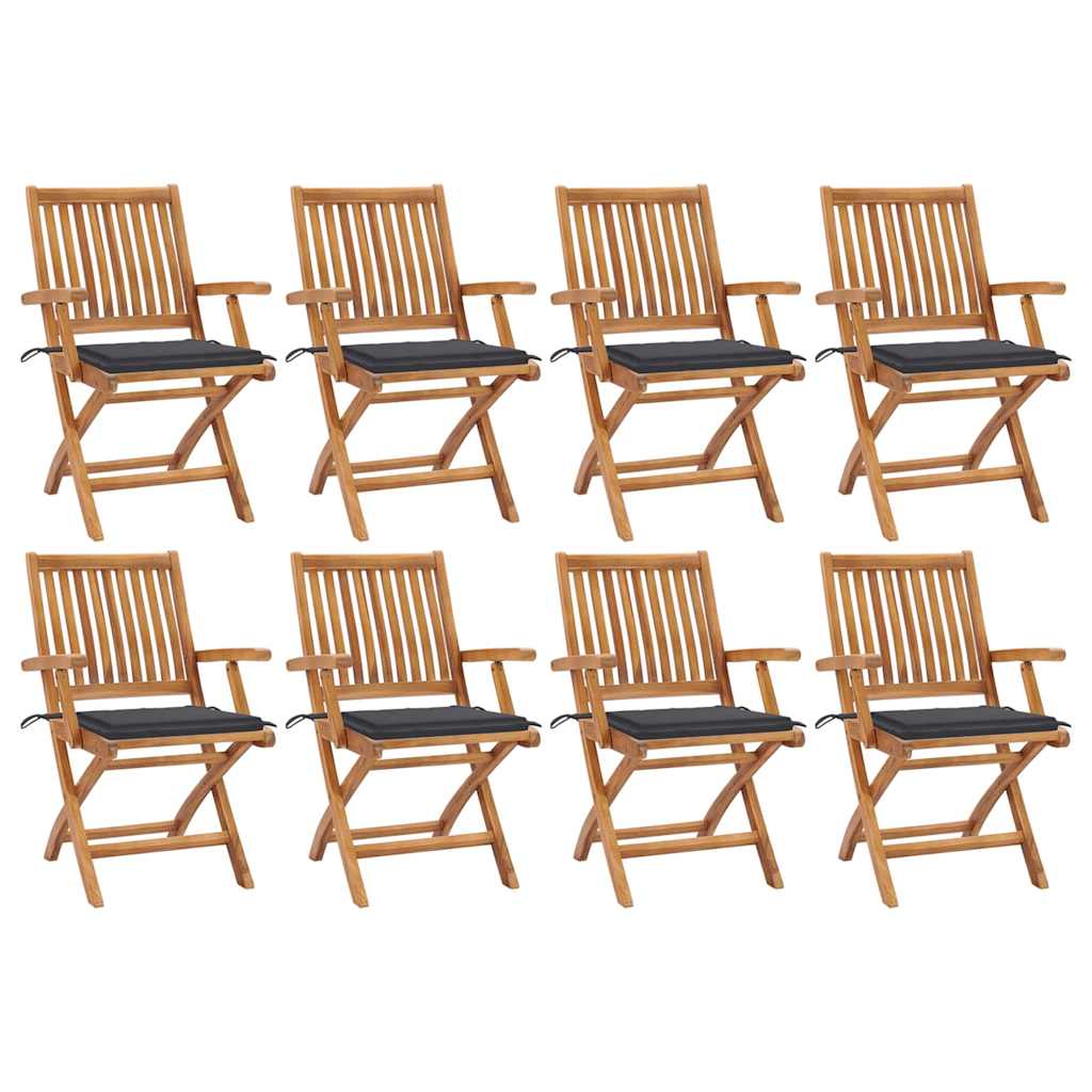 Klappstühle mit Kissen, 8-teilig, Massivholz Teakholz