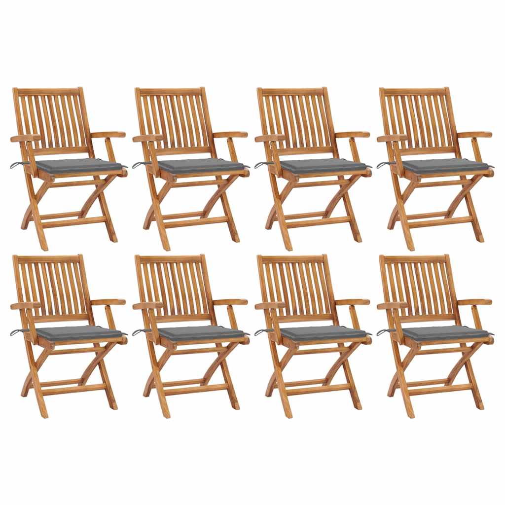 Klappstühle mit Kissen, 8-teilig, Massivholz Teakholz