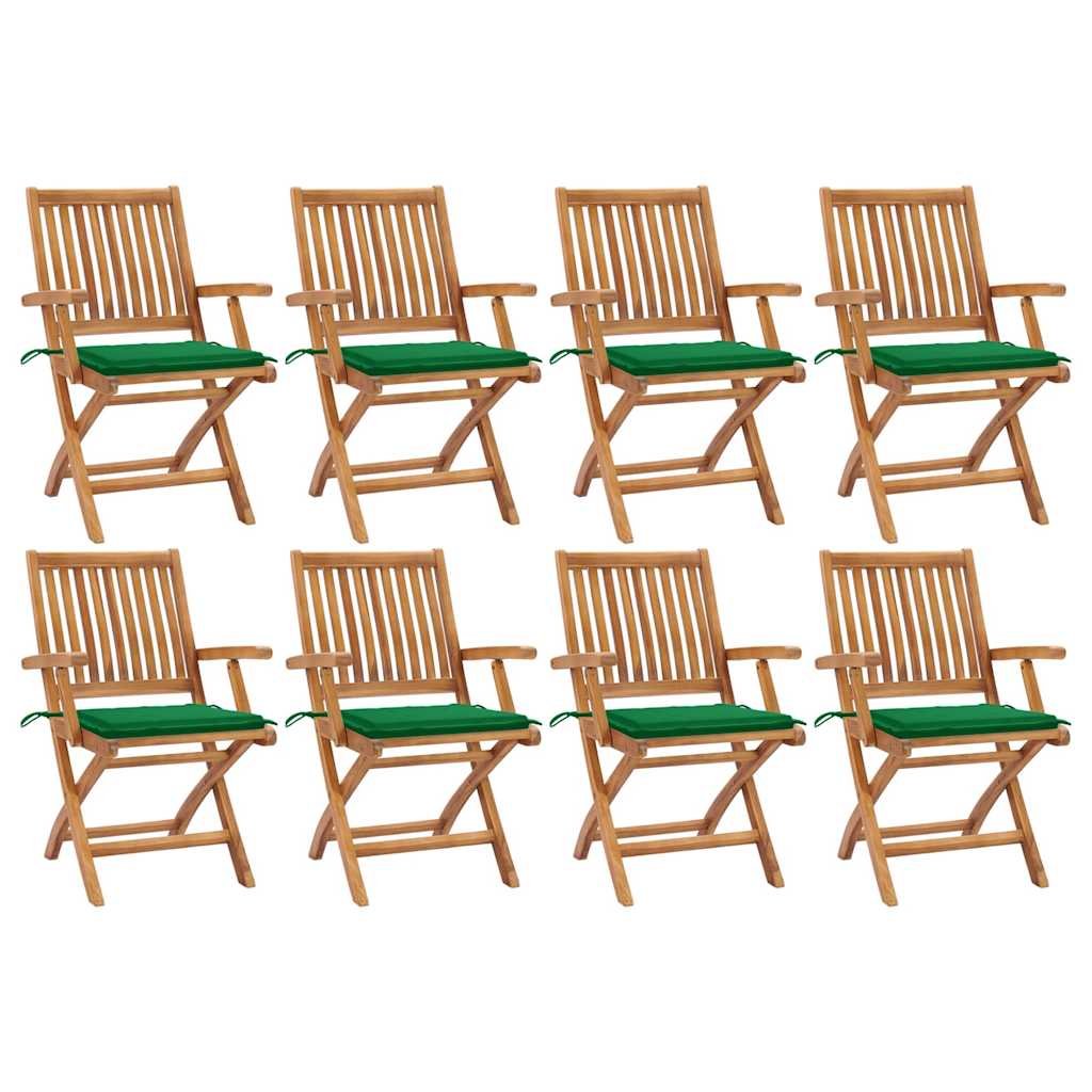 Klappstühle mit Kissen, 8-teilig, Massivholz Teakholz