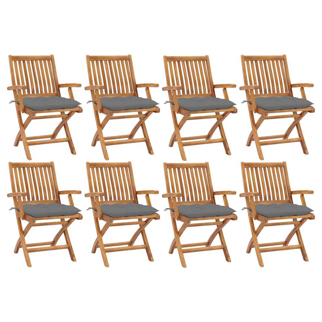 Klappstühle mit Kissen, 8-teilig, Massivholz Teakholz