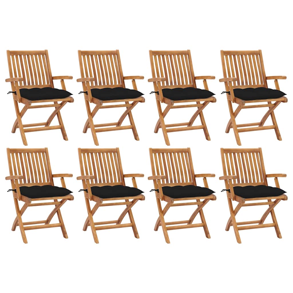 Klappstühle mit Kissen, 8-teilig, Massivholz Teakholz