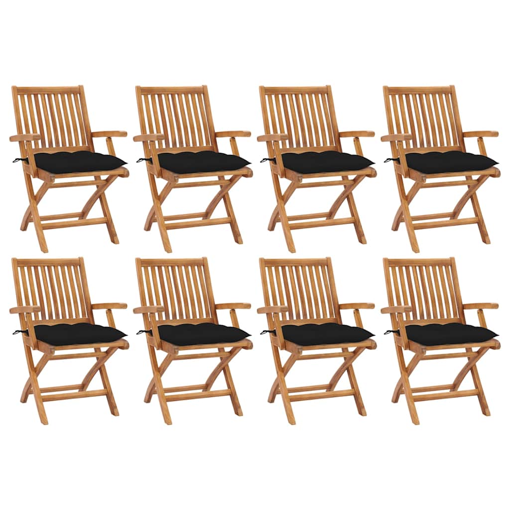Klappstühle mit Kissen, 8-teilig, Massivholz Teakholz