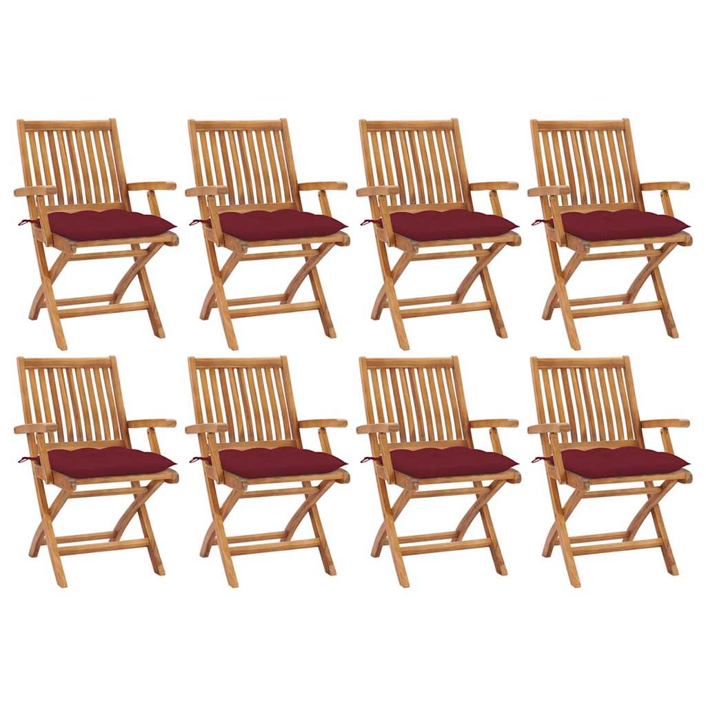 Klappstühle mit Kissen, 8-teilig, Massivholz Teakholz