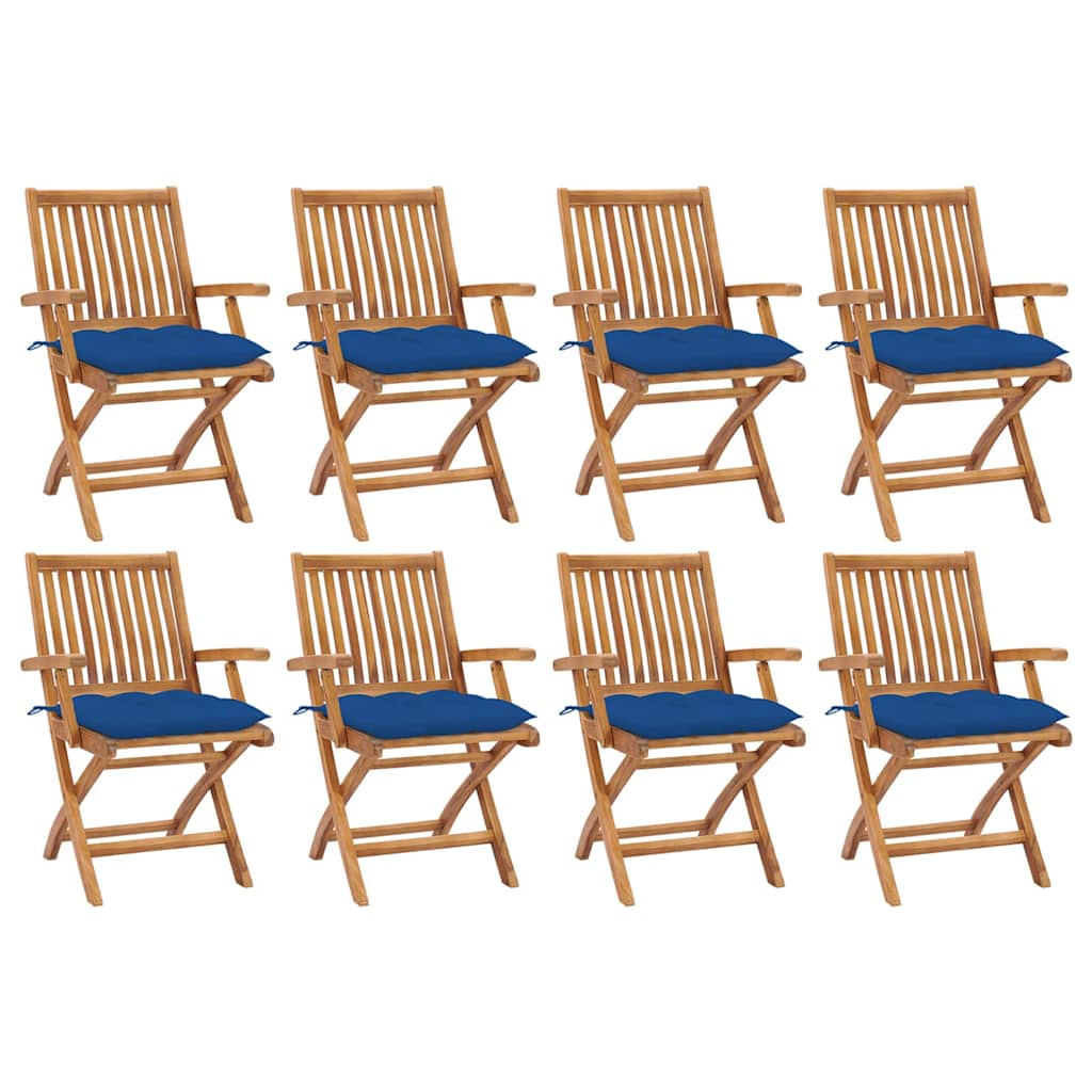 Klappstühle mit Kissen, 8-teilig, Massivholz Teakholz