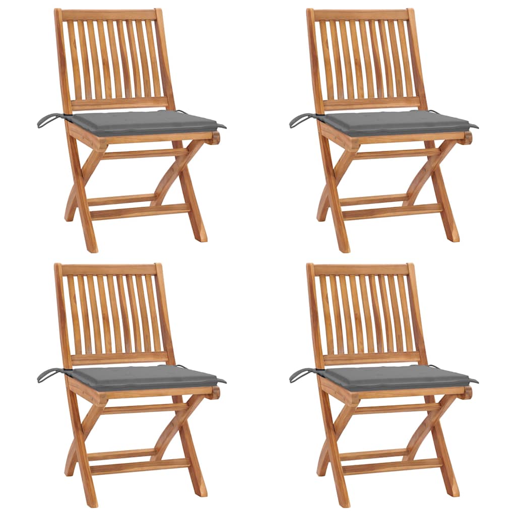 Klappstühle mit Kissen, 4-teilig, Massivholz Teakholz