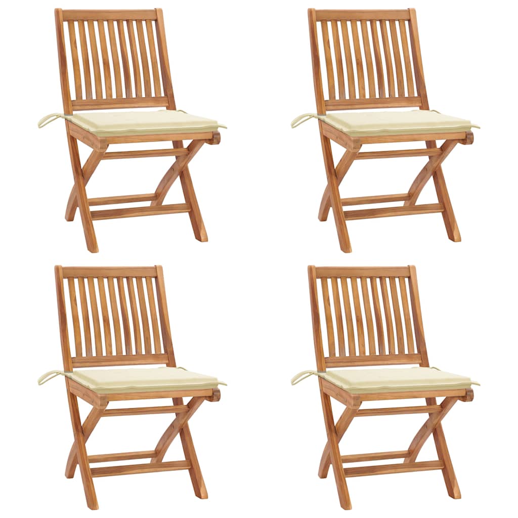 Klappstühle mit Kissen, 4-teilig, Massivholz Teakholz