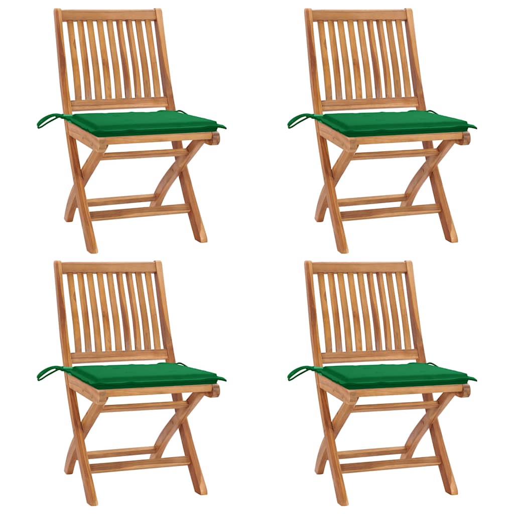 Klappstühle mit Kissen, 4-teilig, Massivholz Teakholz