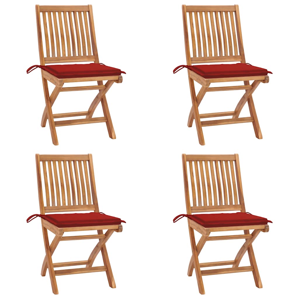 Klappstühle mit Kissen, 4-teilig, Massivholz Teakholz