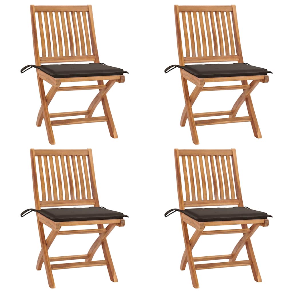 Klappstühle mit Kissen, 4-teilig, Massivholz Teakholz