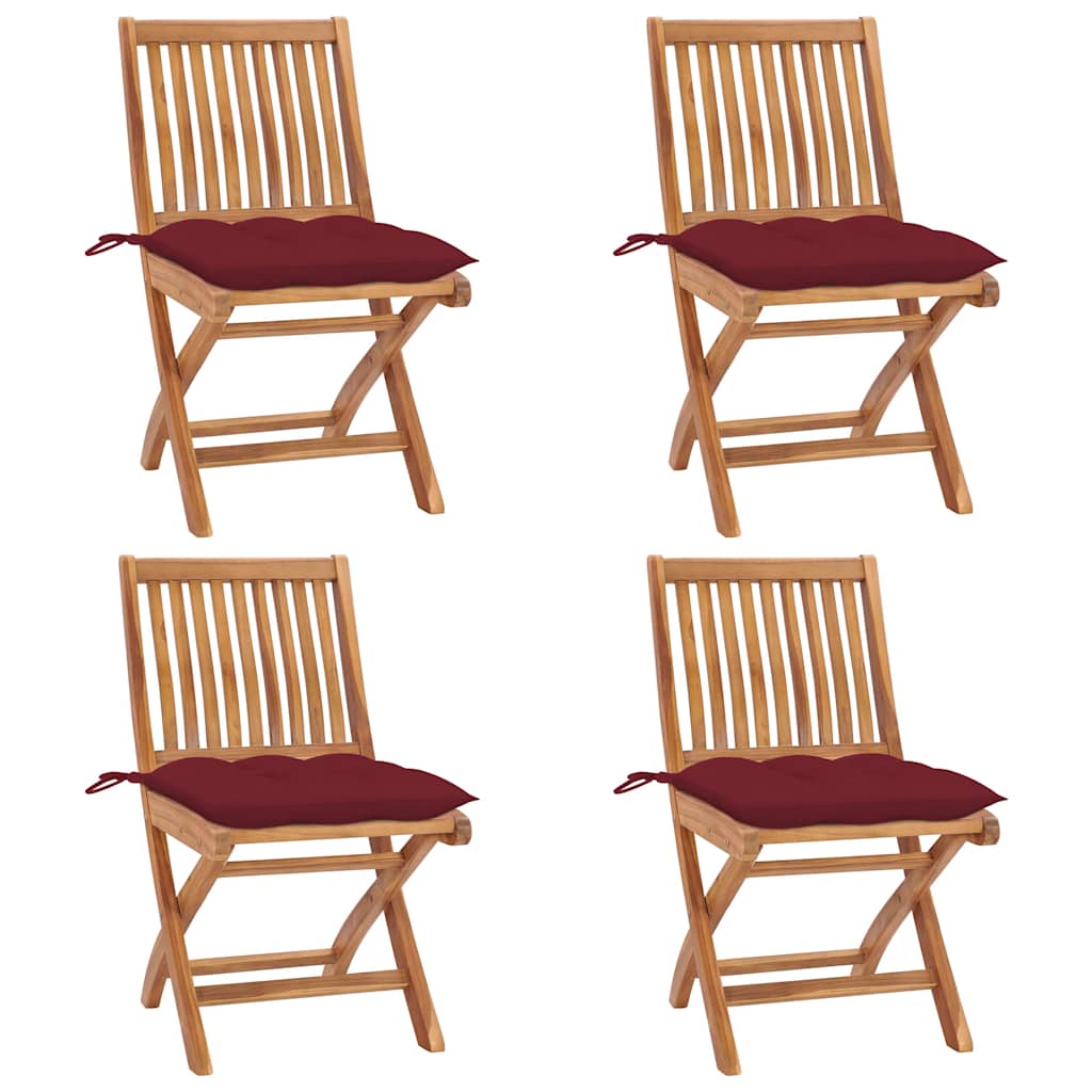 Klappstühle mit Kissen, 4-teilig, Massivholz Teakholz