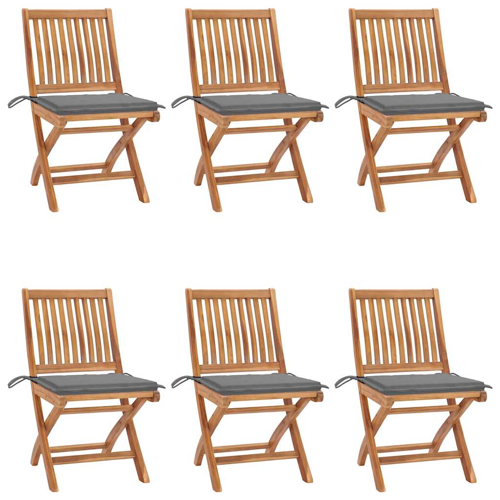 Klappstühle mit Kissen, 6-teilig, Massivholz Teakholz