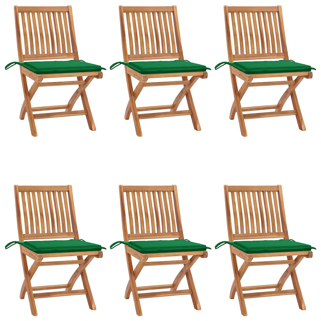 Klappstühle mit Kissen, 6-teilig, Massivholz Teakholz